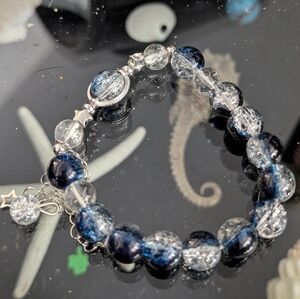 Elegant Blue and Silver Beaded Bracelet